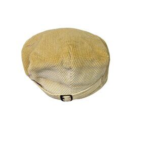 By Country Gentleman Mens Tan Corduroy Traveller Flat Cap Adjustable Sz 7 1/4